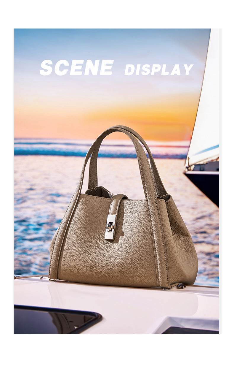 fashionable korean-style large-capacity leather handbag