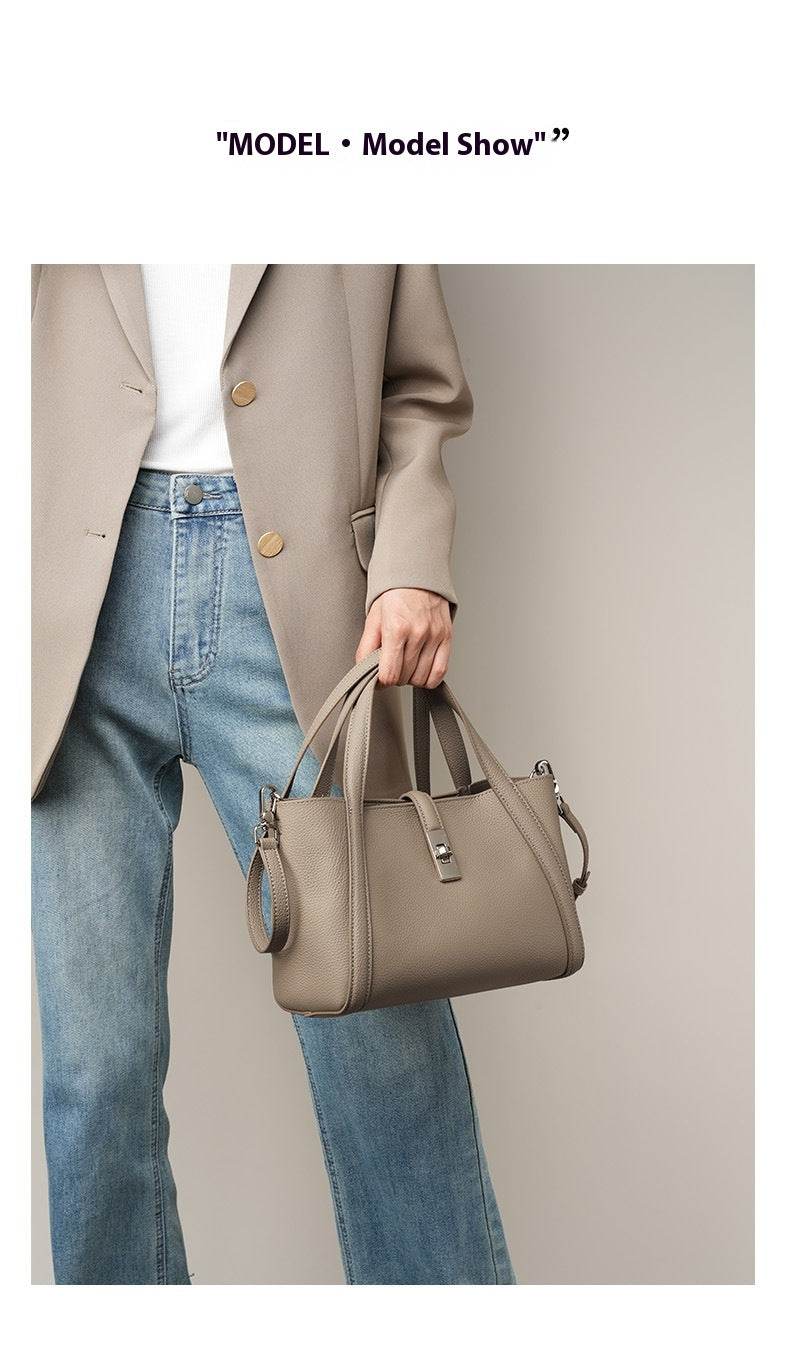 fashionable korean-style large-capacity leather handbag