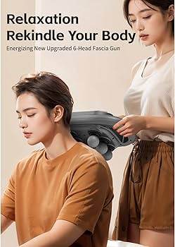 deep tissue massage gun 6 heads massager with 20 levels 6 massage modes for back neck leg full body muscle pain relief massager