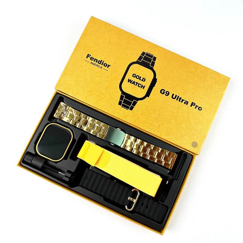 fendior american gold edition g9 ultra pro series 8 smart watch with  extra straps
