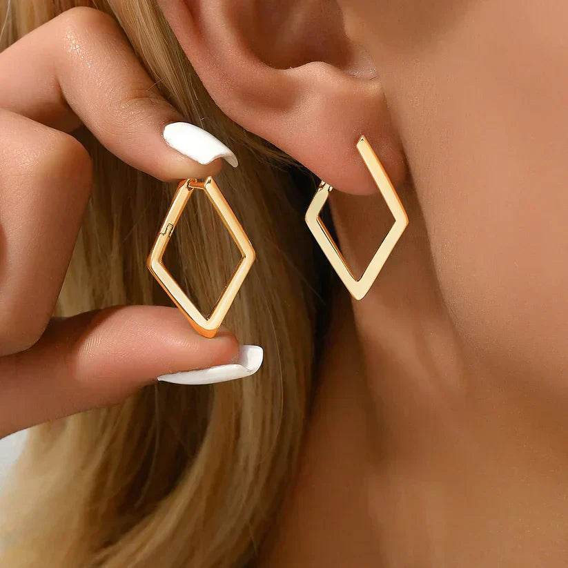 simple geometric quadrilateral design earrings