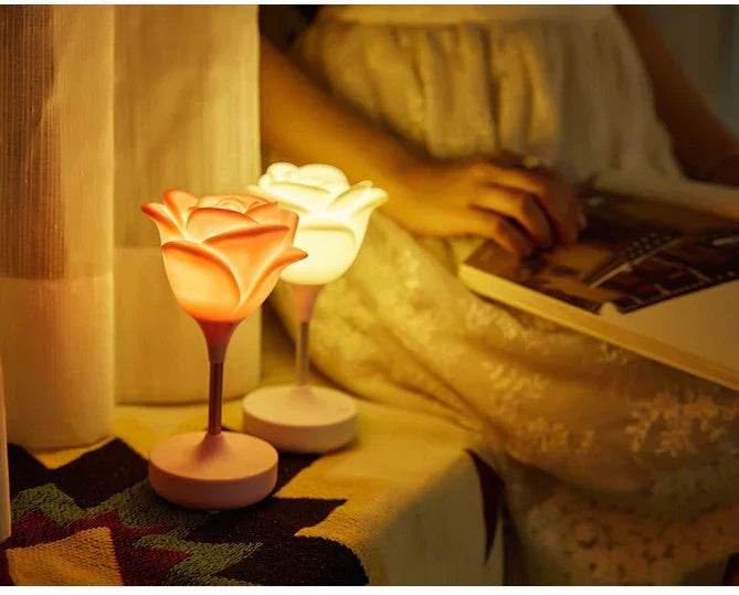 touch rose usb night light creative bedroom silicone
